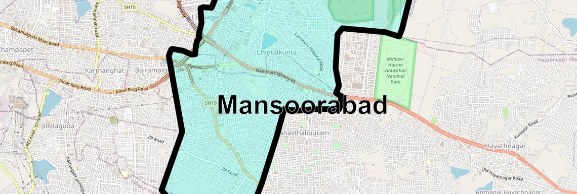 Location Map of Mansoorabad, Hyderabad
