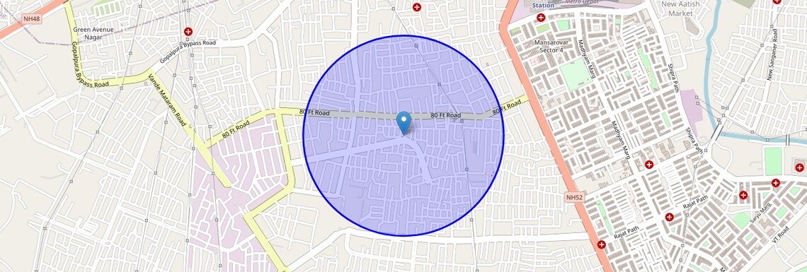 Location Map of Manyawas, Jaipur