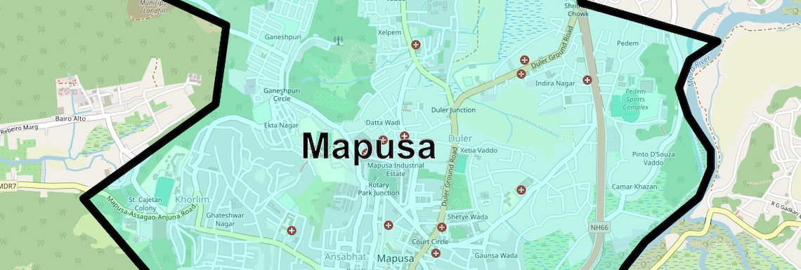 Location Map of Mapusa, Goa