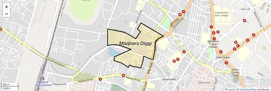 Location Map of Maqbara Diggi, Meerut