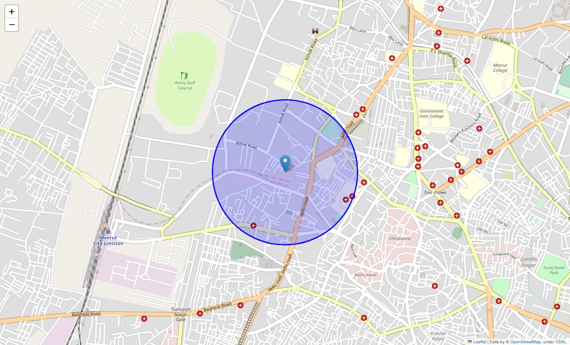 Location Map of Maqbara Diggi, Meerut