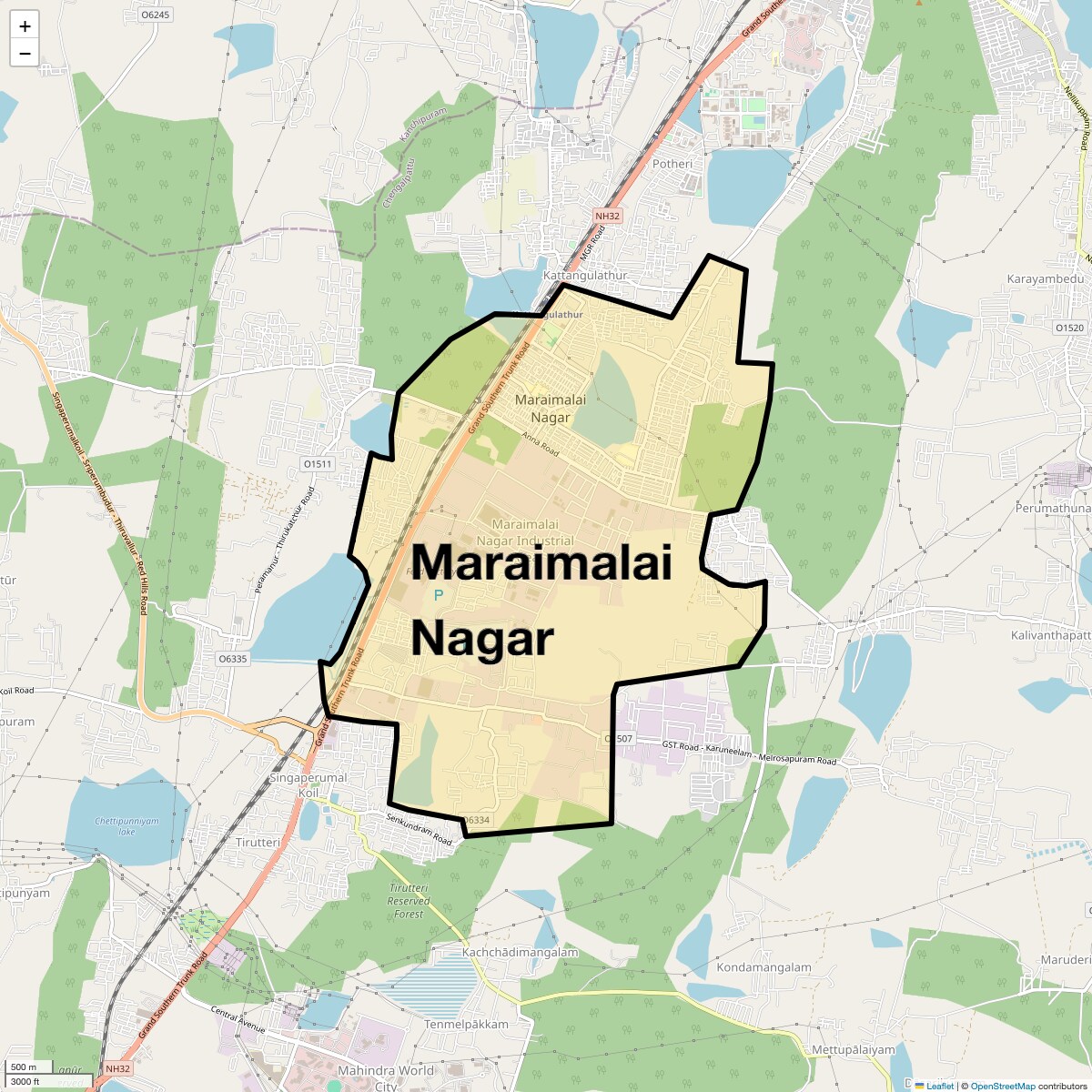 Location Map of Maraimalai Nagar, Chennai