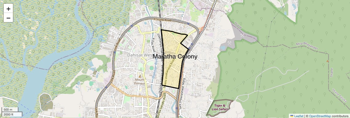 Location Map of Maratha Colony, Mumbai