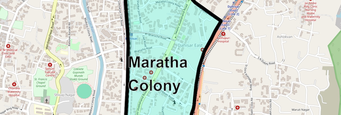 Location Map of Maratha Colony, Mumbai