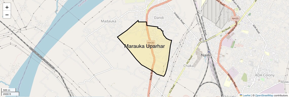 Location Map of Marauka Uparhar, Allahabad