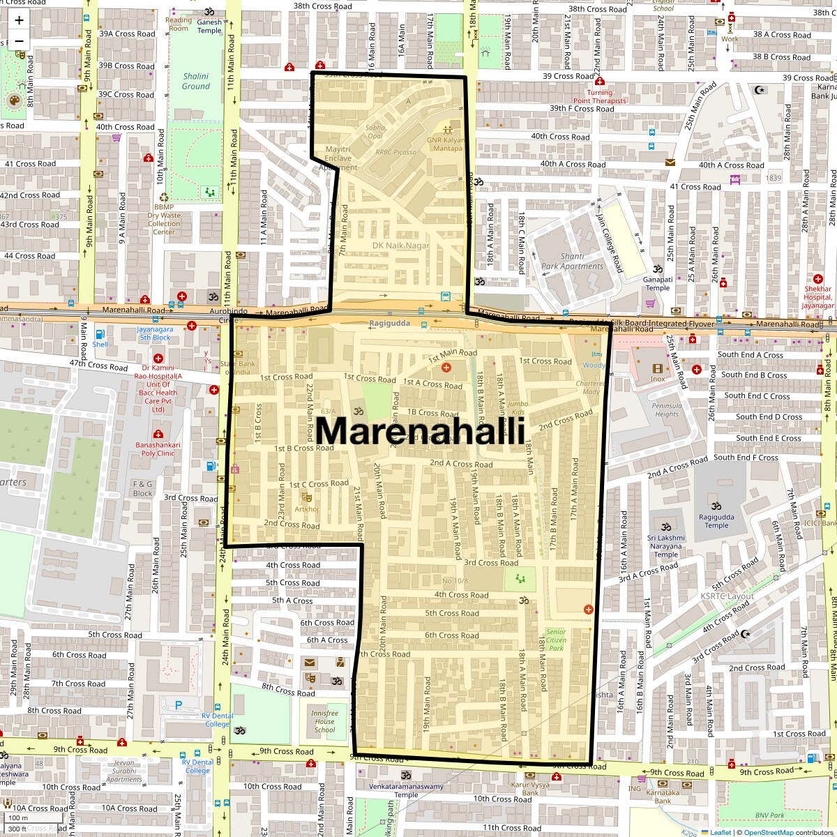 Location Map of Marenahalli, Bangalore