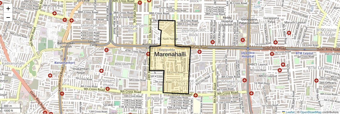Location Map of Marenahalli, Bangalore