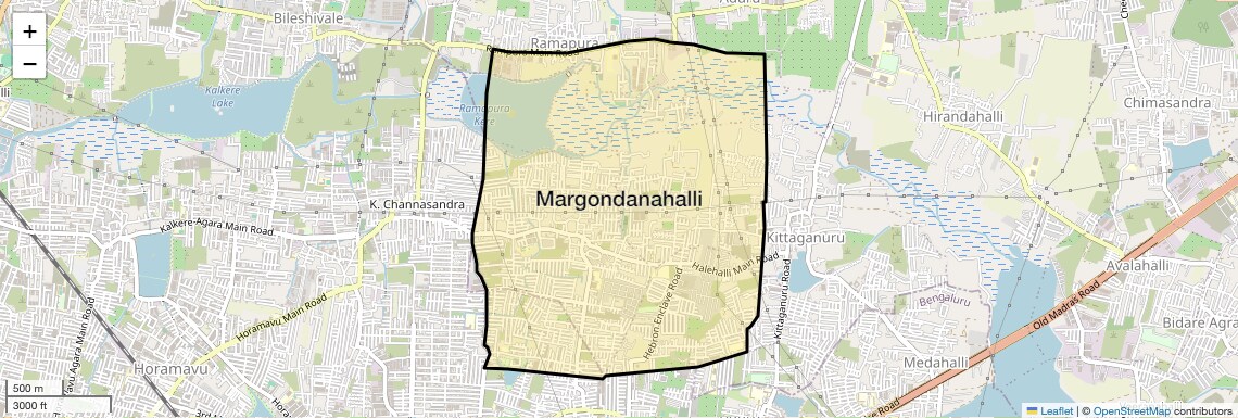 Location Map of Margondanahalli, Bangalore
