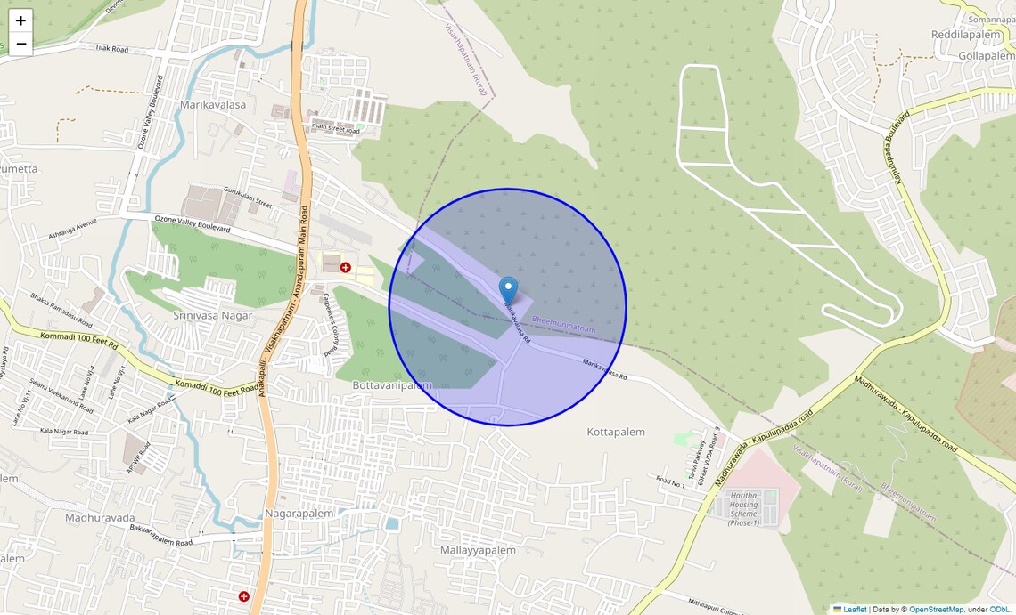 Location Map of Marikavalasa, Vizag