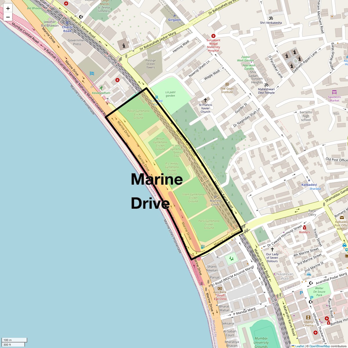 Location Map of Marine Drive, Mumbai