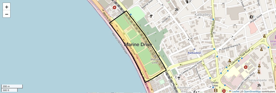 Location Map of Marine Drive, Mumbai