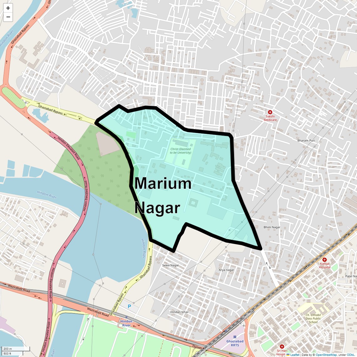 Location Map of Marium Nagar, Ghaziabad