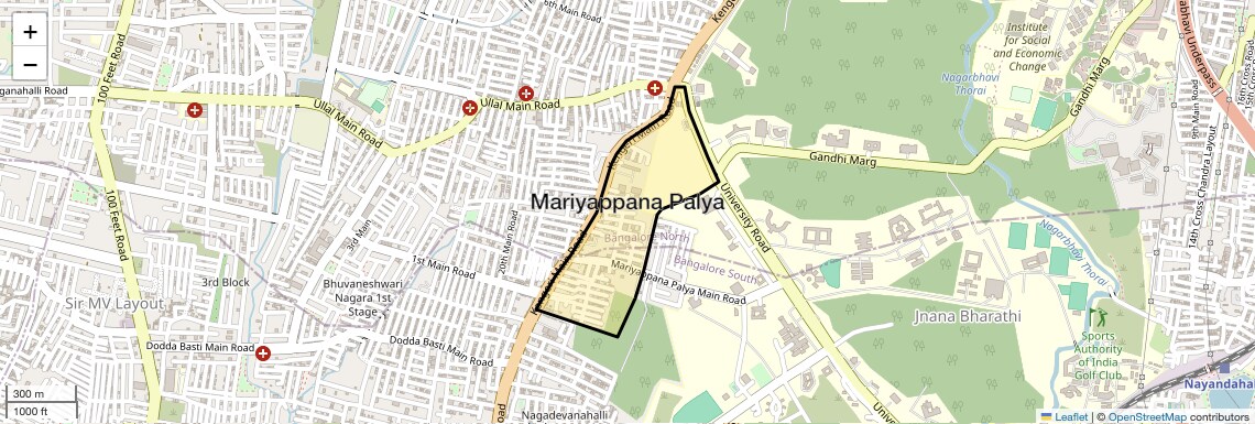Location Map of Mariyappana Palya, Bangalore