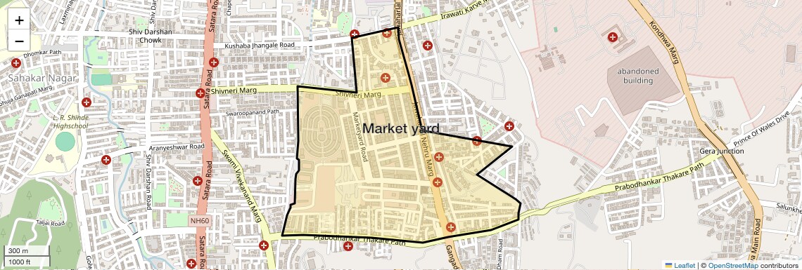 Location Map of Market yard, Pune