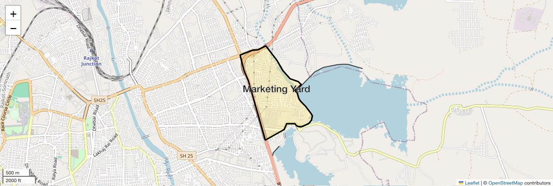 Location Map of Marketing Yard, Rajkot