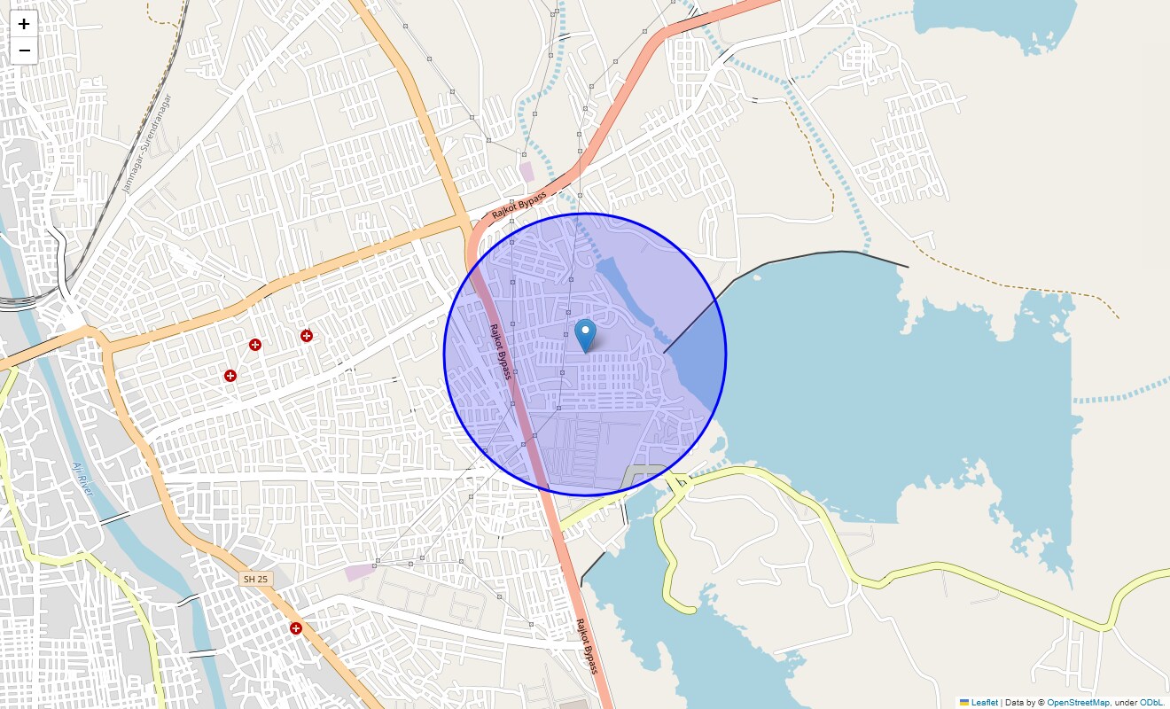 Location Map of Marketing Yard, Rajkot