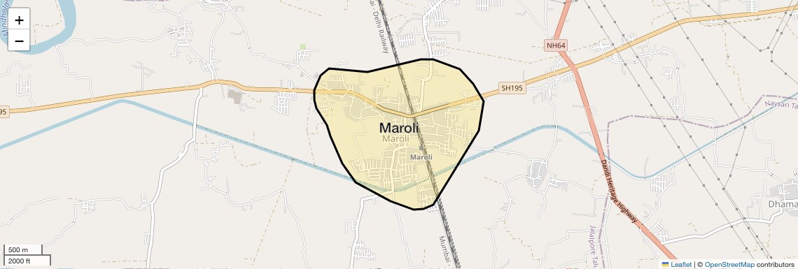 Location Map of Maroli, Surat