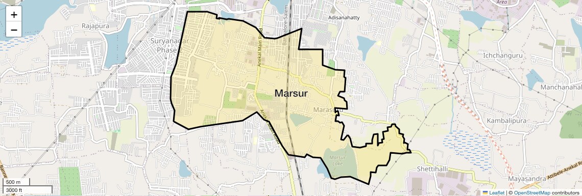 Location Map of Marsur, Bangalore