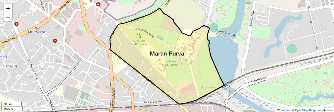 Location Map of Martin Purva, Lucknow