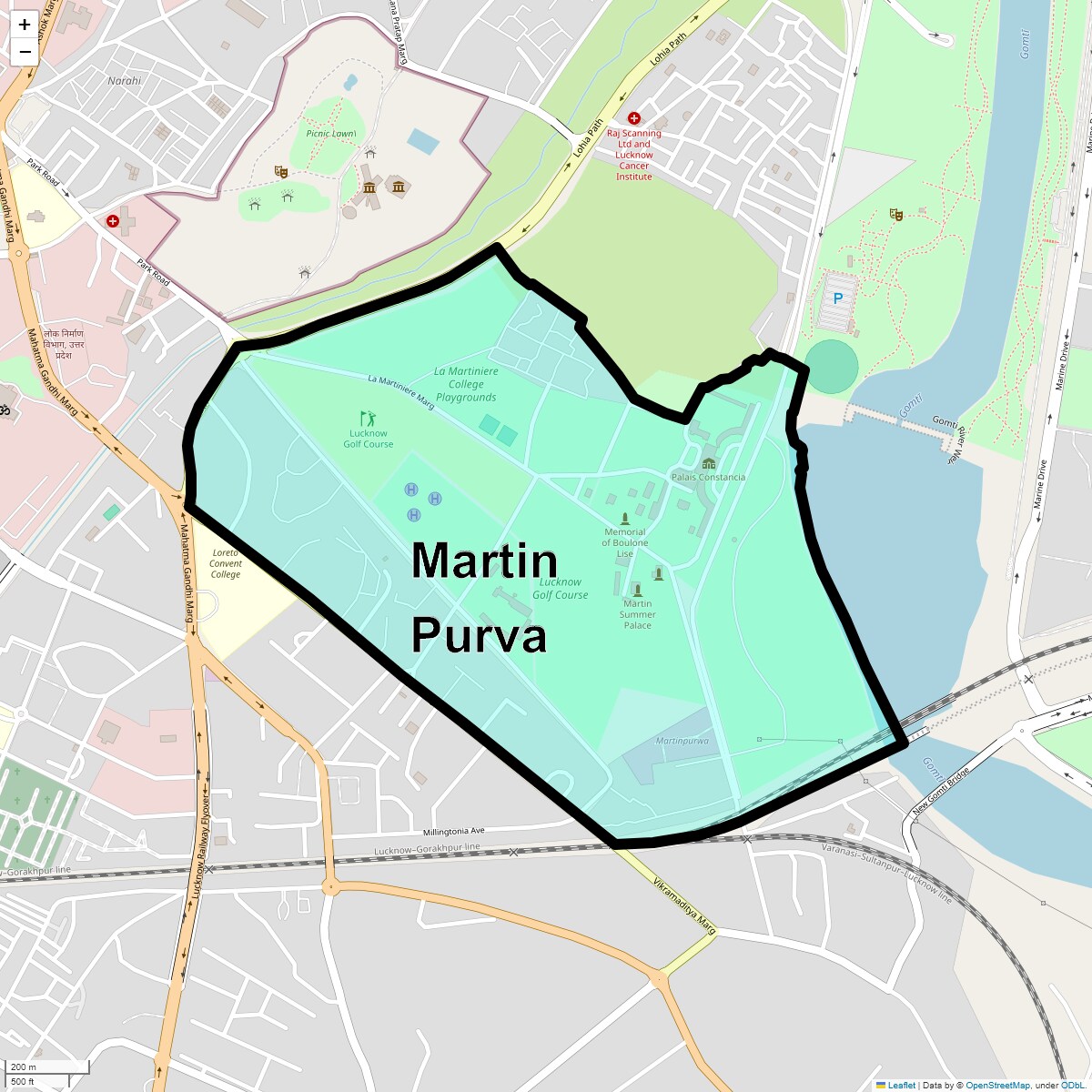 Location Map of Martin Purva, Lucknow