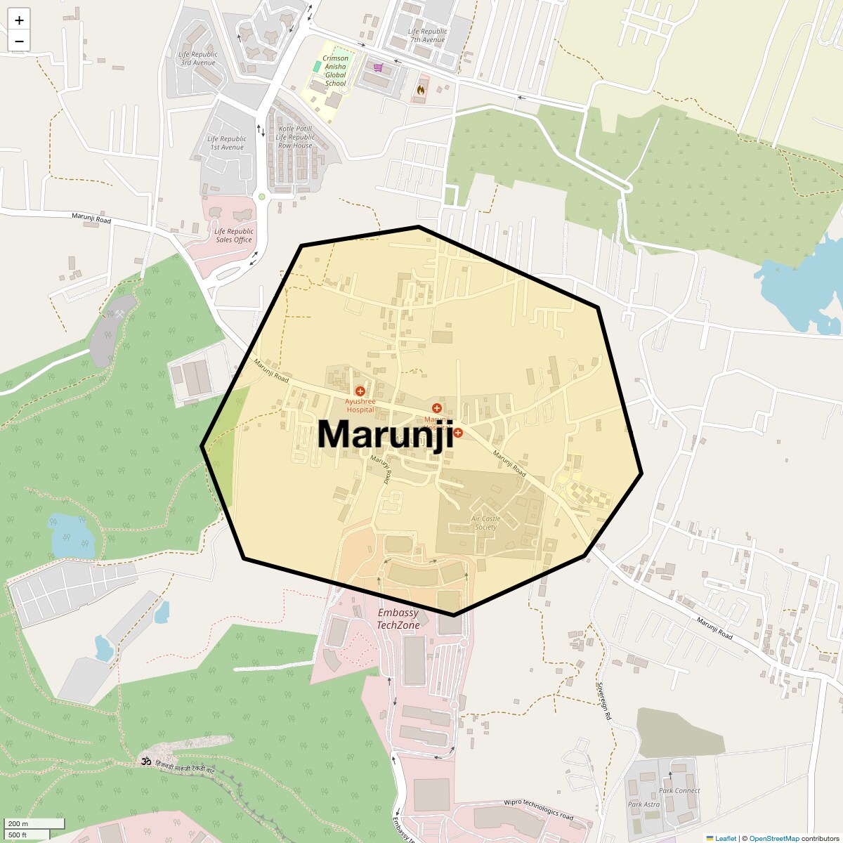 Location Map of Marunji, Pune