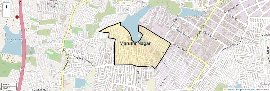 Location Map of Maruthi Nagar, Bangalore