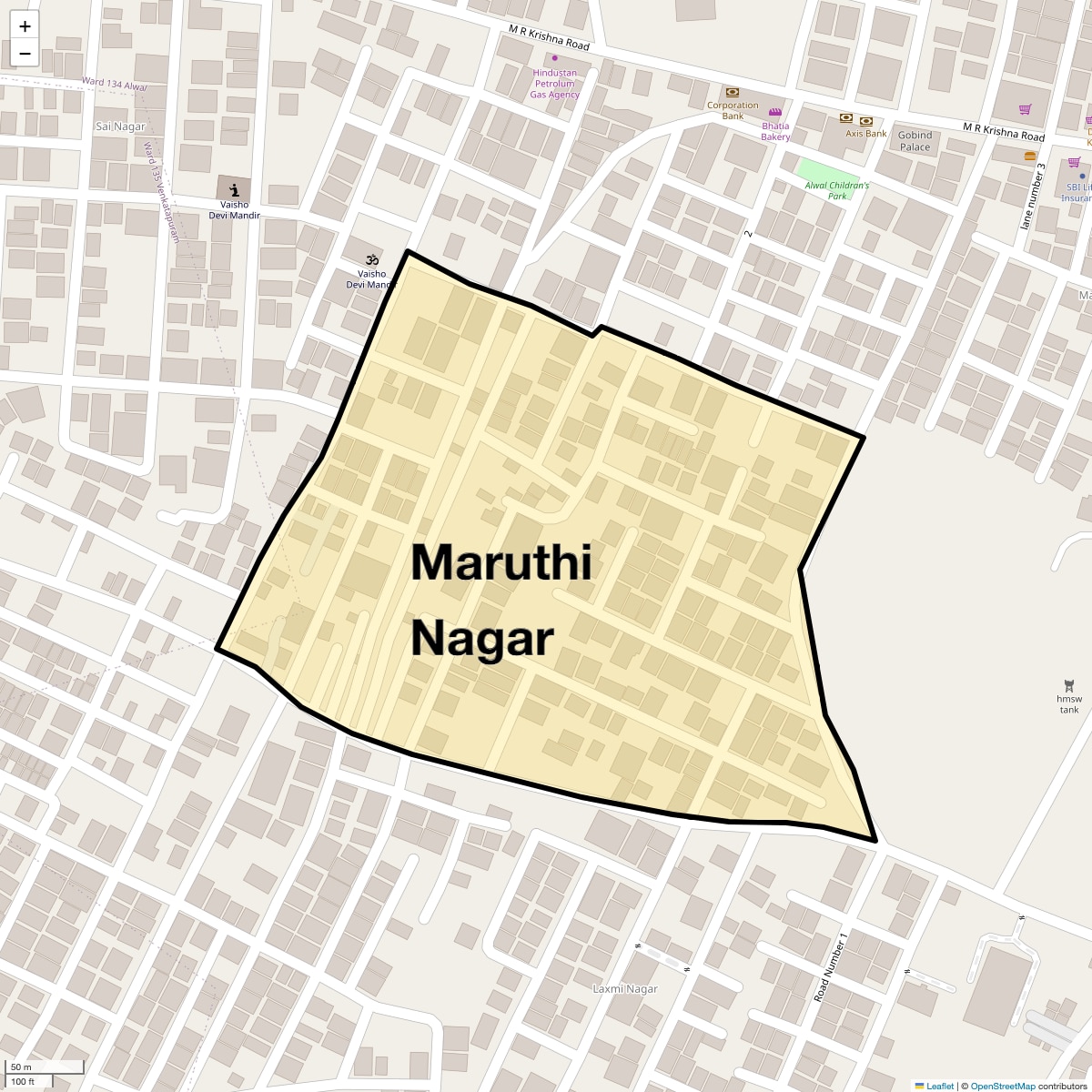 Location Map of Maruthi Nagar, Hyderabad