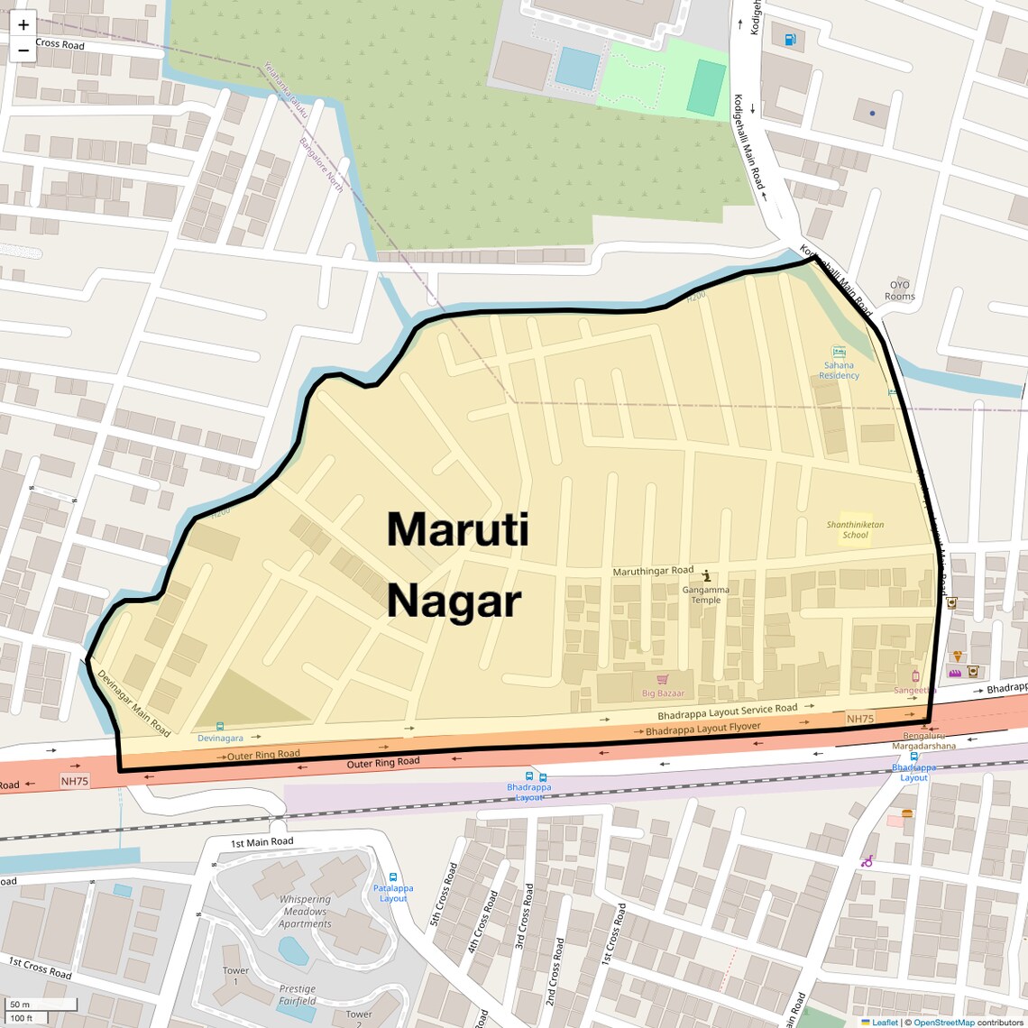 Location Map of Maruti Nagar, Bangalore