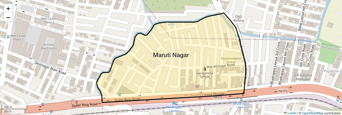 Location Map of Maruti Nagar, Bangalore