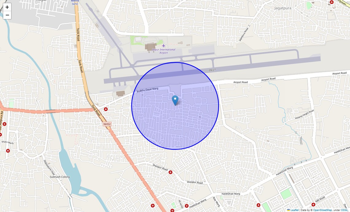 Location Map of Maruti Nagar, Jaipur