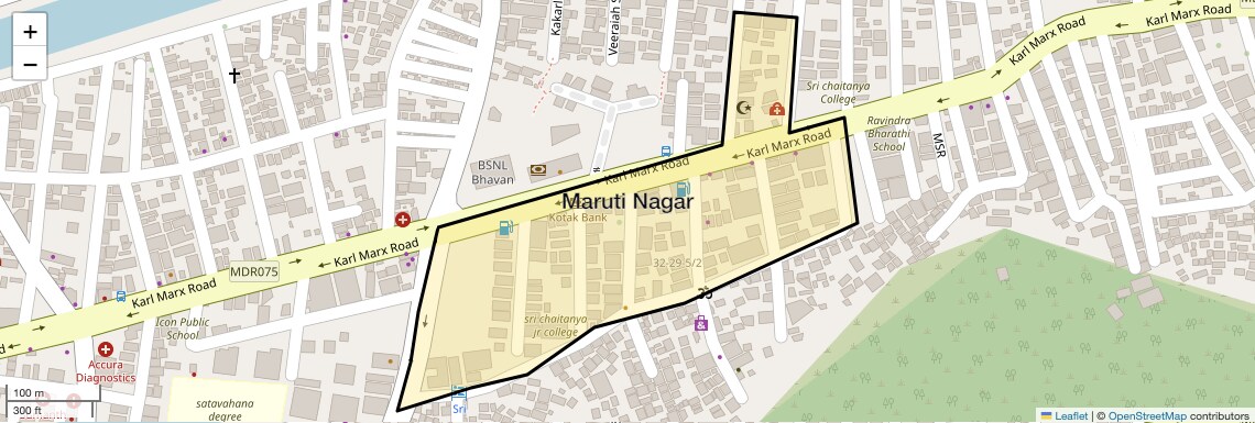Location Map of Maruti Nagar, Vijayawada