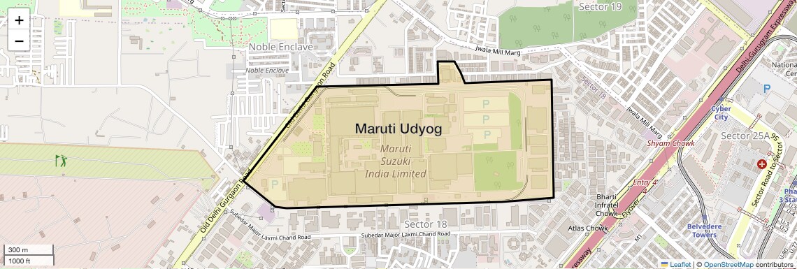Location Map of Maruti Udyog, Gurgaon