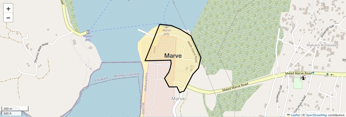Location Map of Marve, Mumbai