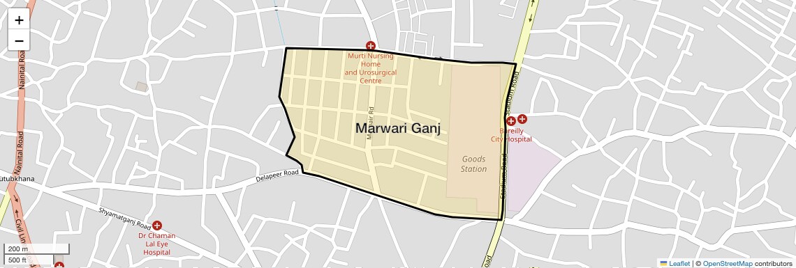 Location Map of Marwari Ganj, Bareilly