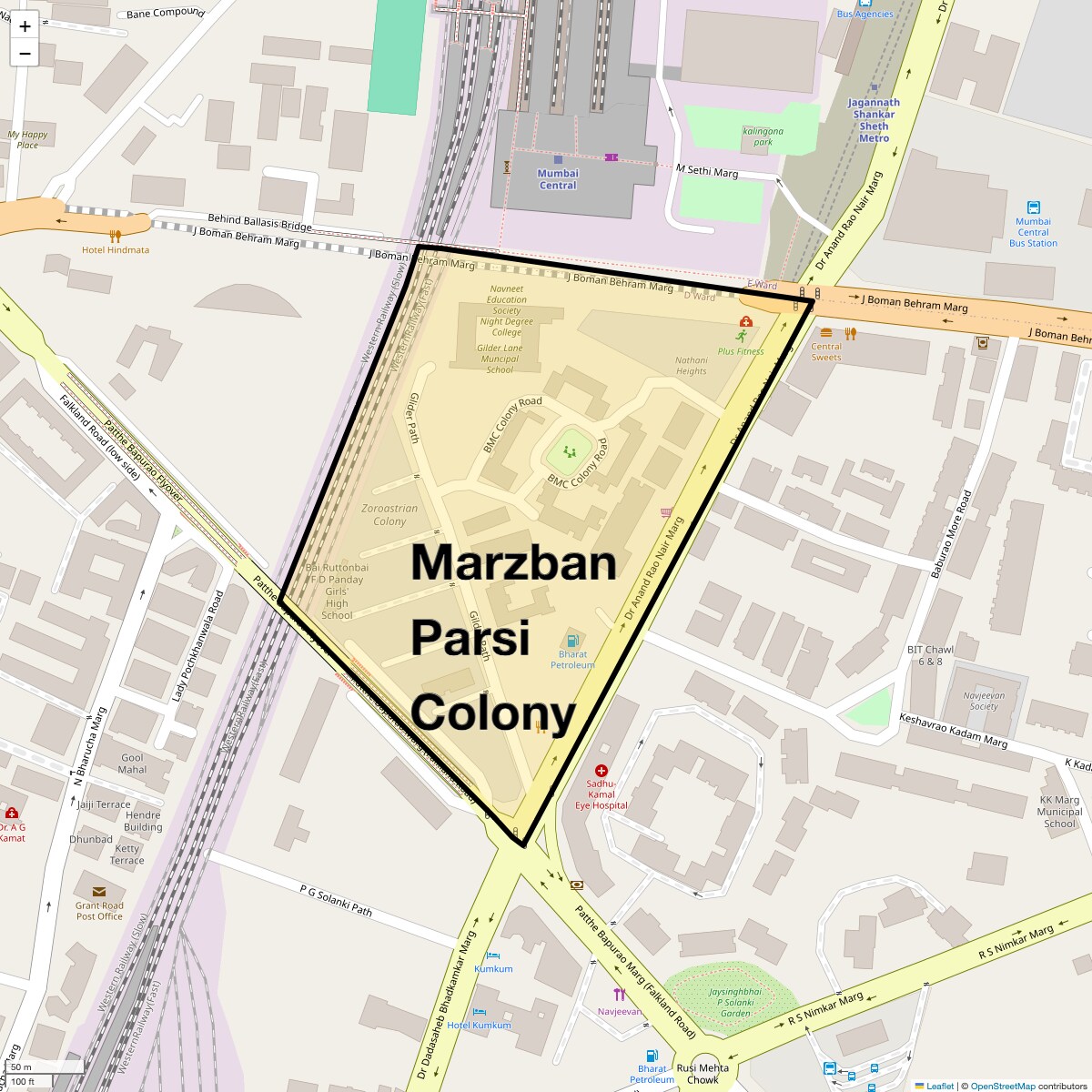 Location Map of Marzban Parsi Colony, Mumbai
