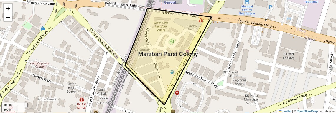 Location Map of Marzban Parsi Colony, Mumbai