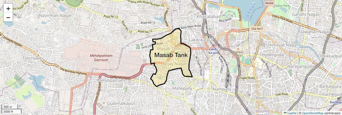 Location Map of Masab Tank, Hyderabad
