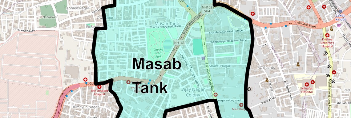 Location Map of Masab Tank, Hyderabad