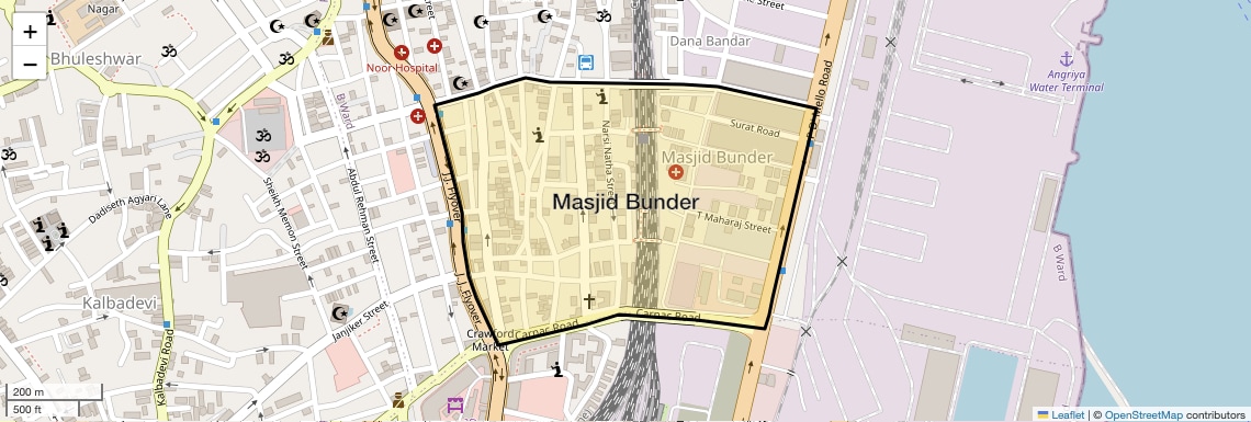 Location Map of Masjid Bunder, Mumbai