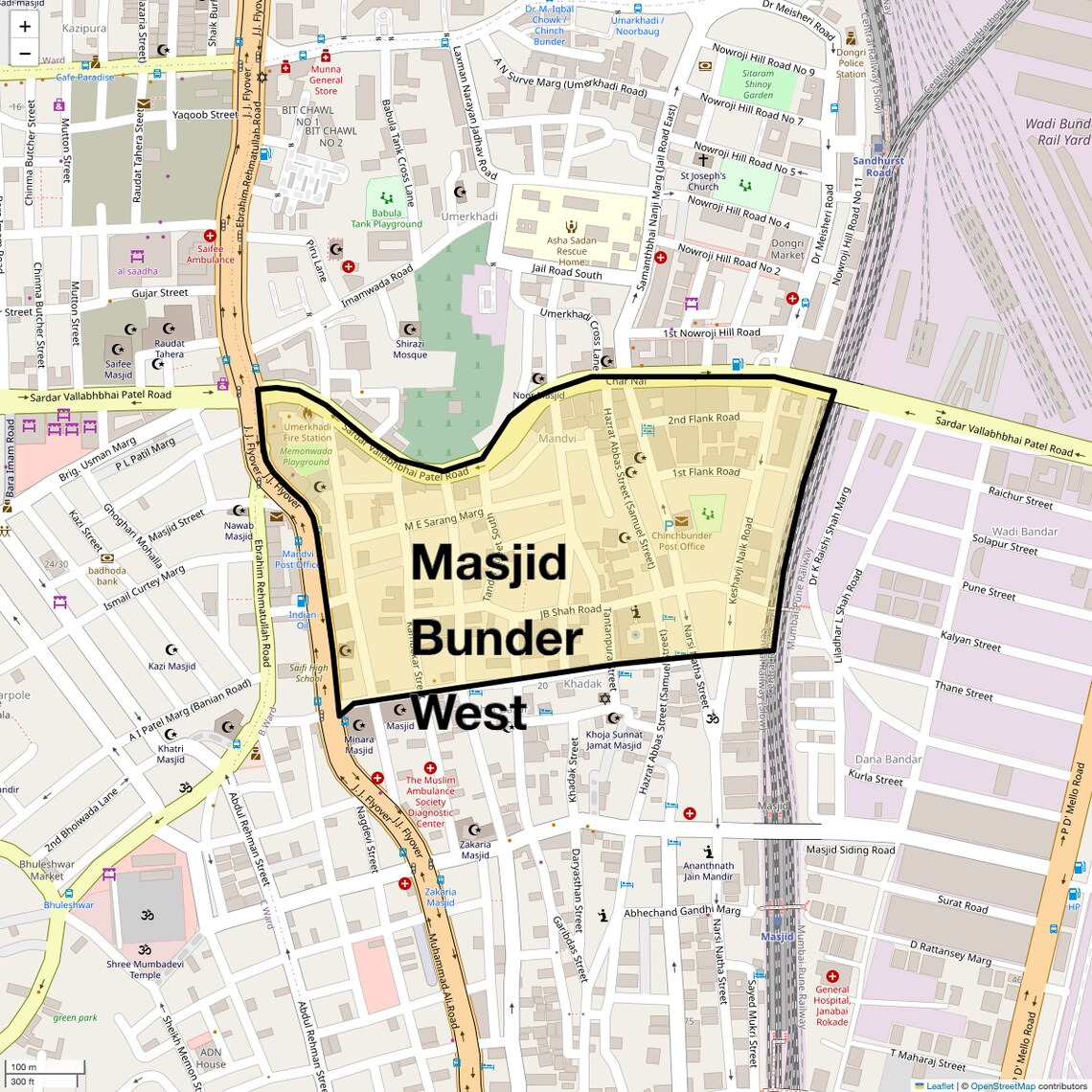 Location Map of Masjid Bunder West, Mumbai
