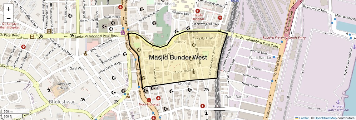 Location Map of Masjid Bunder West, Mumbai