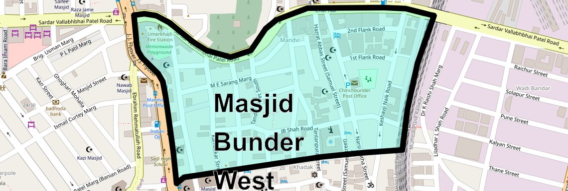 Location Map of Masjid Bunder West, Mumbai