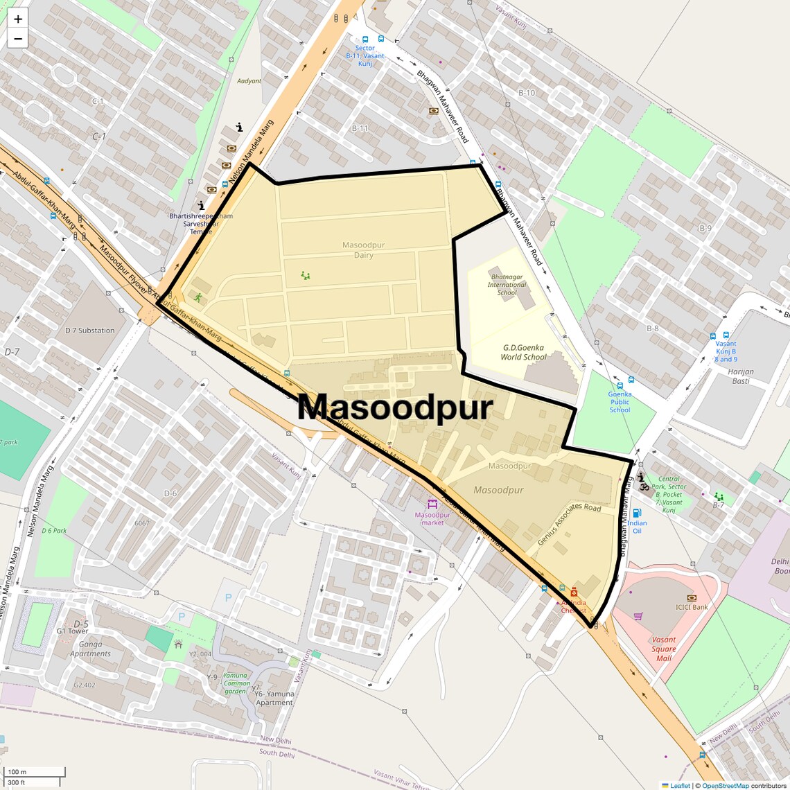 Location Map of Masoodpur, Delhi