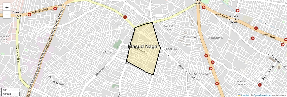 Location Map of Masud Nagar, Meerut