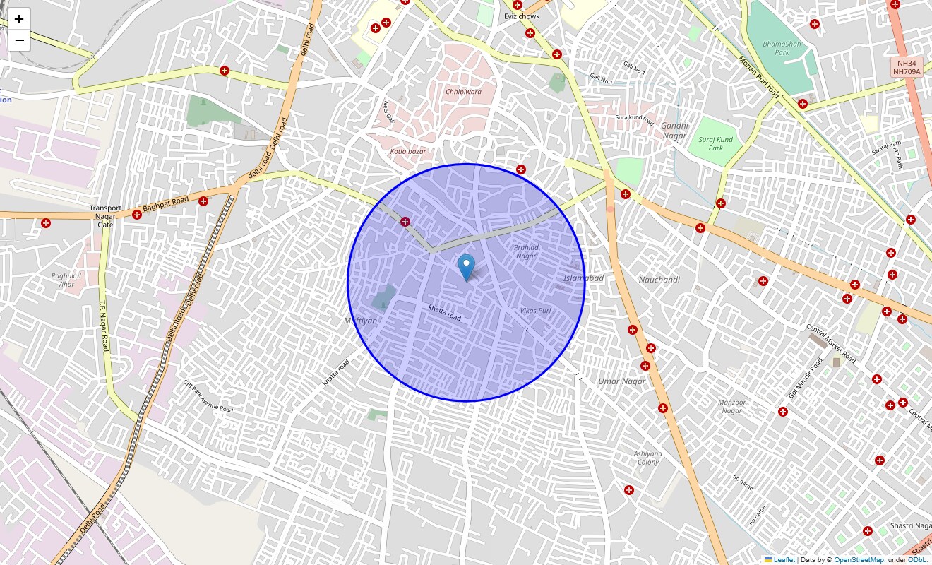 Location Map of Masud Nagar, Meerut