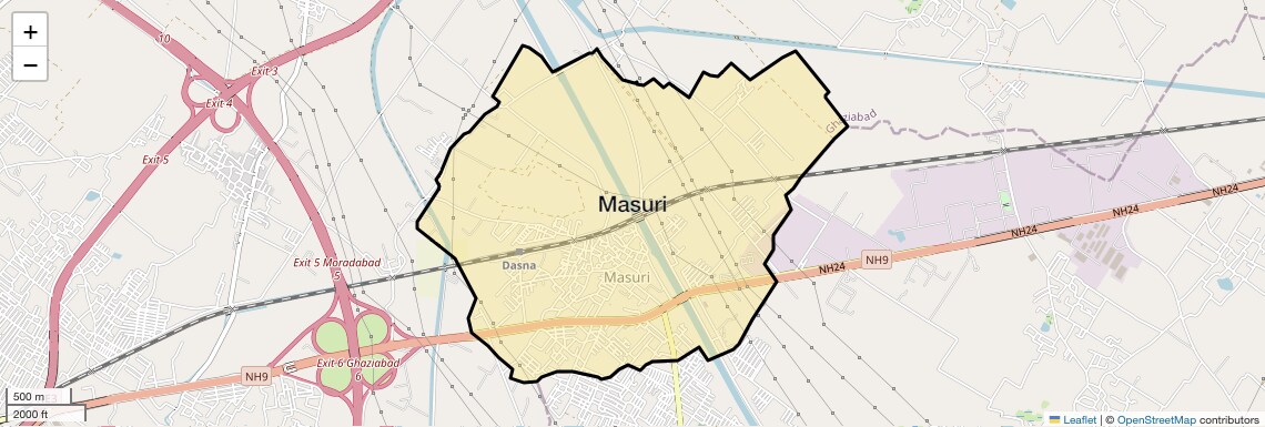 Location Map of Masuri, Ghaziabad