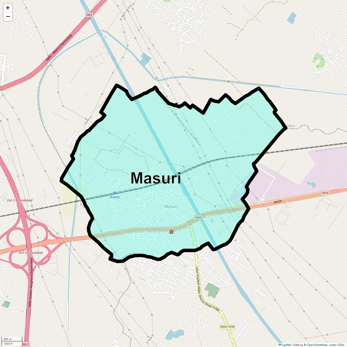 Location Map of Masuri, Ghaziabad