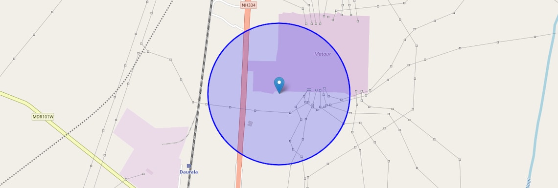 Location Map of Mataur, Meerut