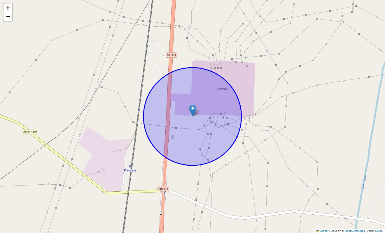 Location Map of Mataur, Meerut