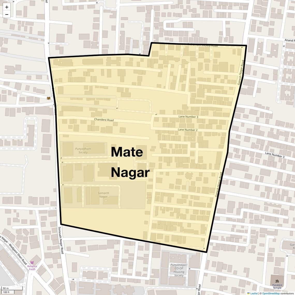 Location Map of Mate Nagar, Pune